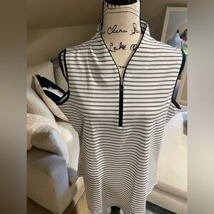 Greg Norman Women's Ml75 Microlux Stripe S/l Polo Sleeveless, Black, XL EUC